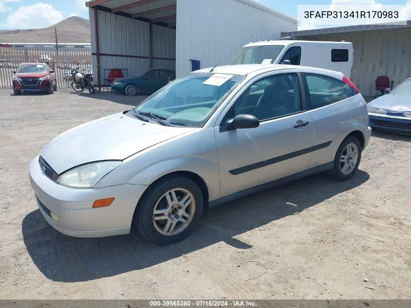 2001 Ford Focus Zx3 VIN: 3FAFP31341R170983 Lot: 39865380