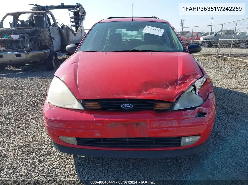 2001 Ford Focus Se VIN: 1FAHP36351W242269 Lot: 40043441