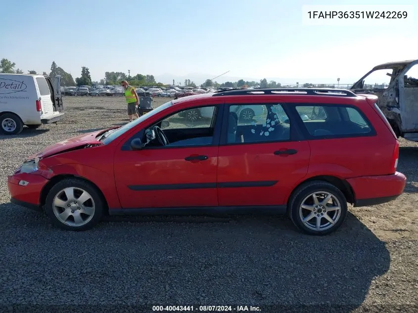 2001 Ford Focus Se VIN: 1FAHP36351W242269 Lot: 40043441