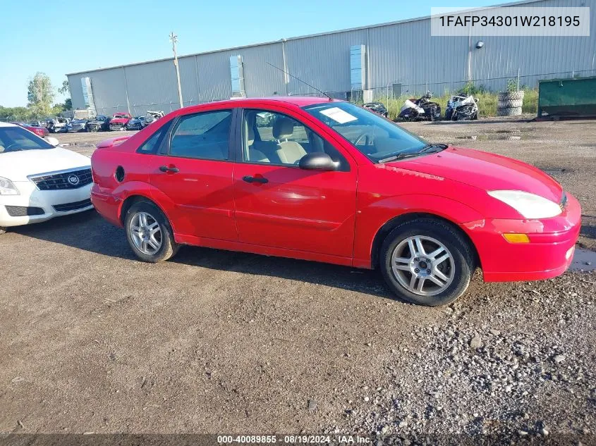 2001 Ford Focus Se VIN: 1FAFP34301W218195 Lot: 40089855