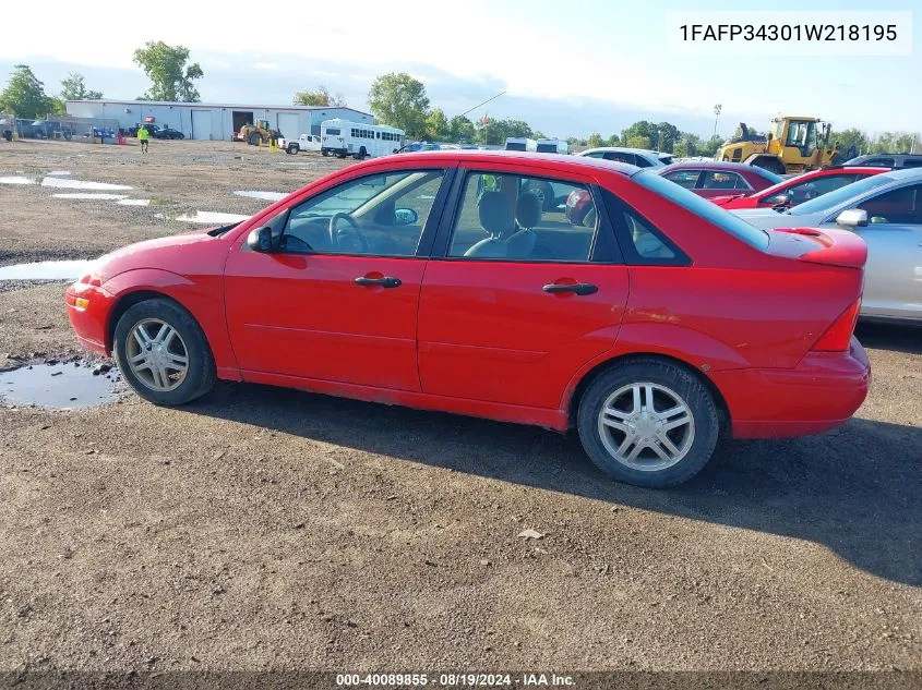 2001 Ford Focus Se VIN: 1FAFP34301W218195 Lot: 40089855