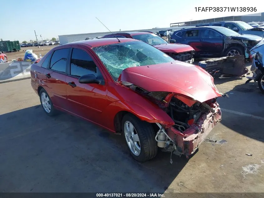 2001 Ford Focus Zts VIN: 1FAFP38371W138936 Lot: 40137021