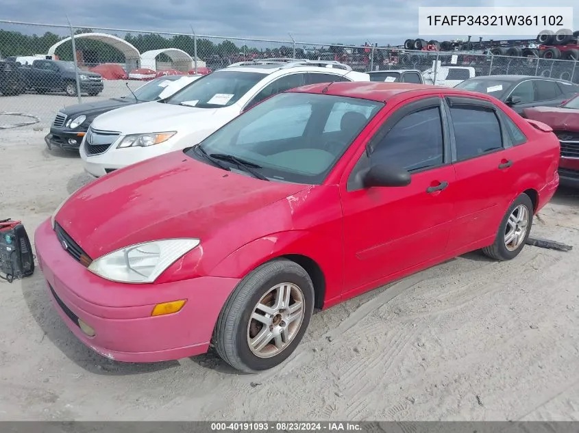 2001 Ford Focus Se VIN: 1FAFP34321W361102 Lot: 40191093