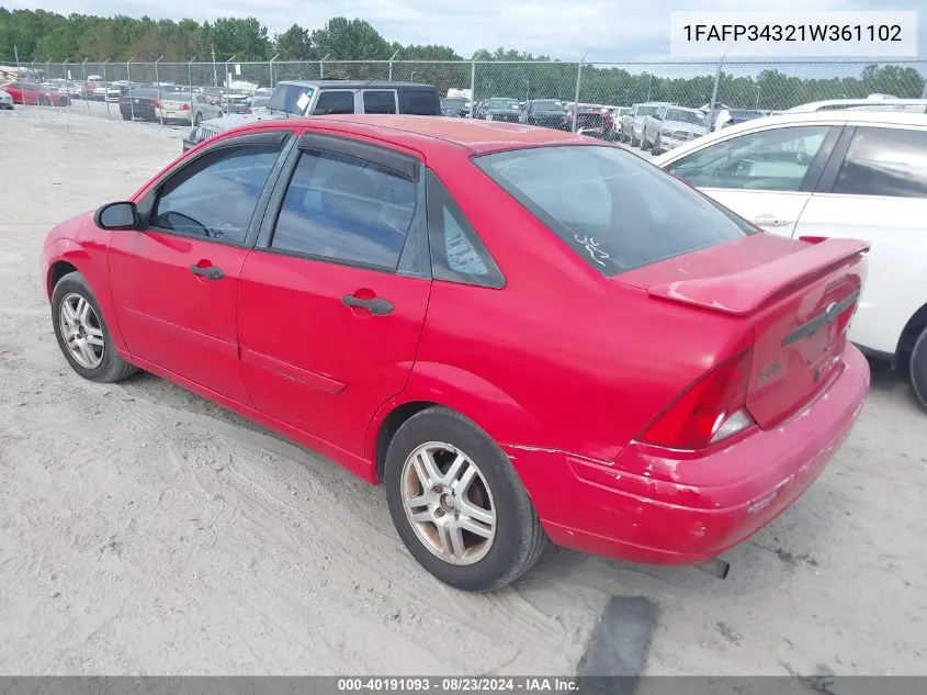 2001 Ford Focus Se VIN: 1FAFP34321W361102 Lot: 40191093