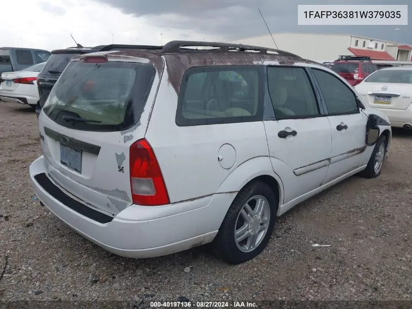 2001 Ford Focus Se VIN: 1FAFP36381W379035 Lot: 40197136