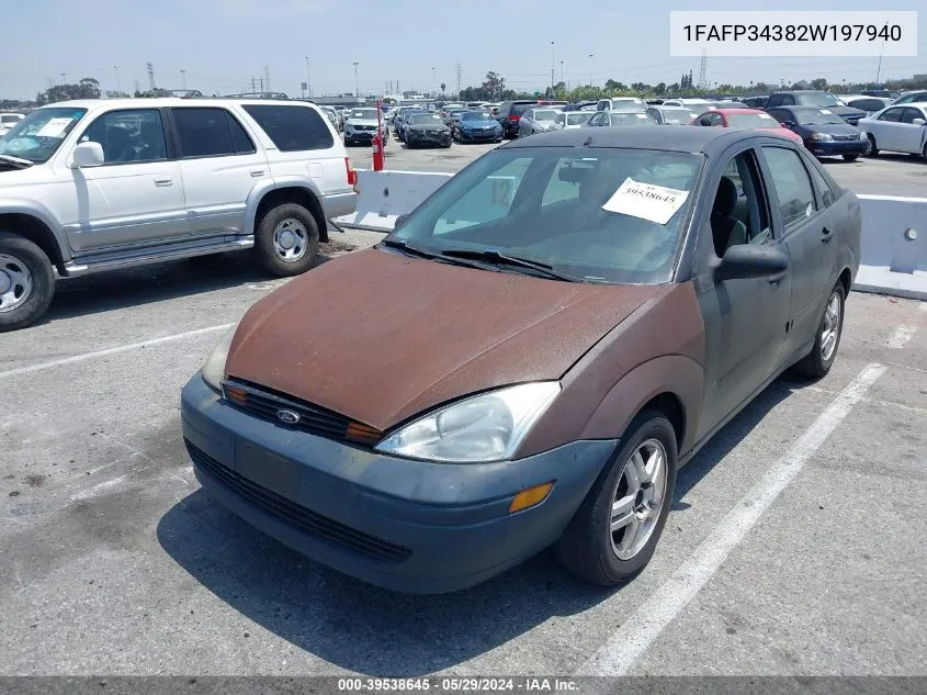 2002 Ford Focus Se VIN: 1FAFP34382W197940 Lot: 39538645