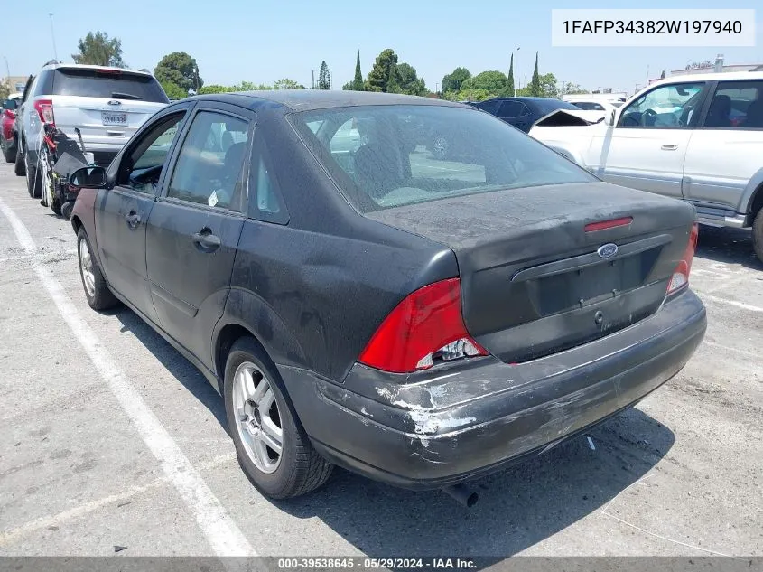 2002 Ford Focus Se VIN: 1FAFP34382W197940 Lot: 39538645