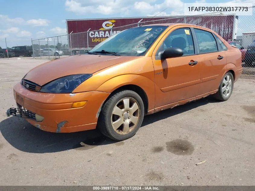 2002 Ford Focus Zts VIN: 1FAFP38302W317773 Lot: 39897710