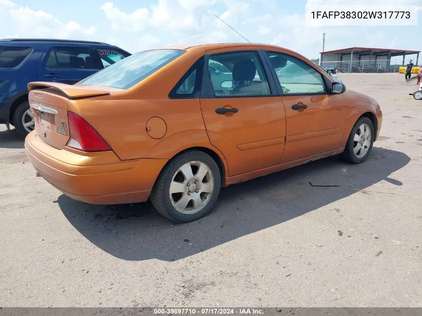 2002 Ford Focus Zts VIN: 1FAFP38302W317773 Lot: 39897710