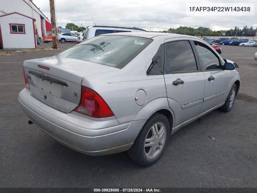 2002 Ford Focus Se VIN: 1FAFP34P22W143438 Lot: 39929080