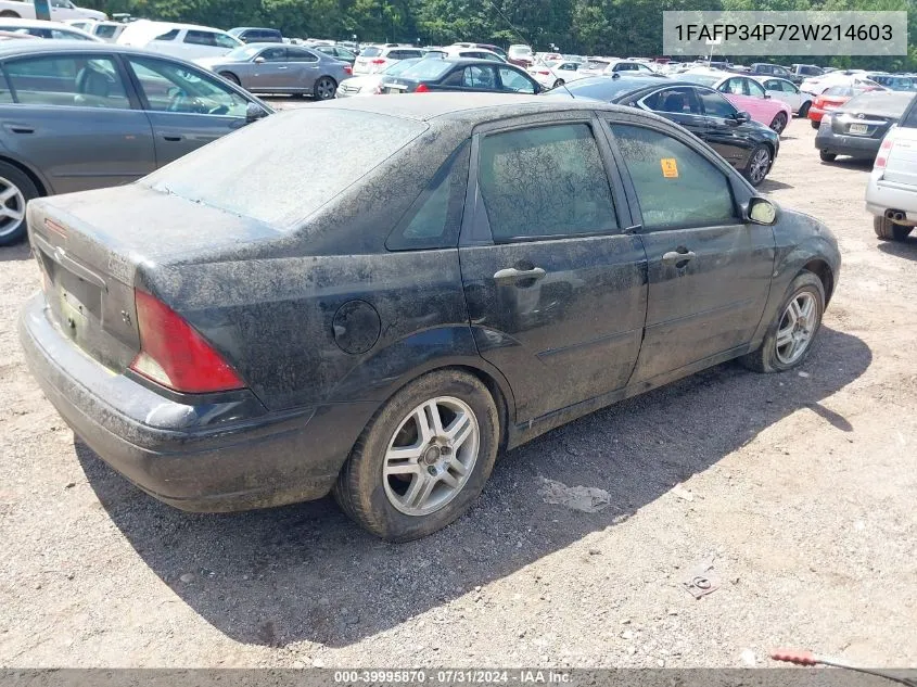 2002 Ford Focus Se VIN: 1FAFP34P72W214603 Lot: 39995870