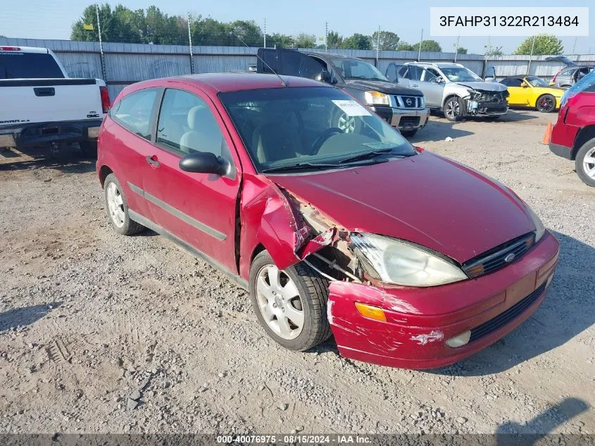 2002 Ford Focus Zx3 VIN: 3FAHP31322R213484 Lot: 40076975