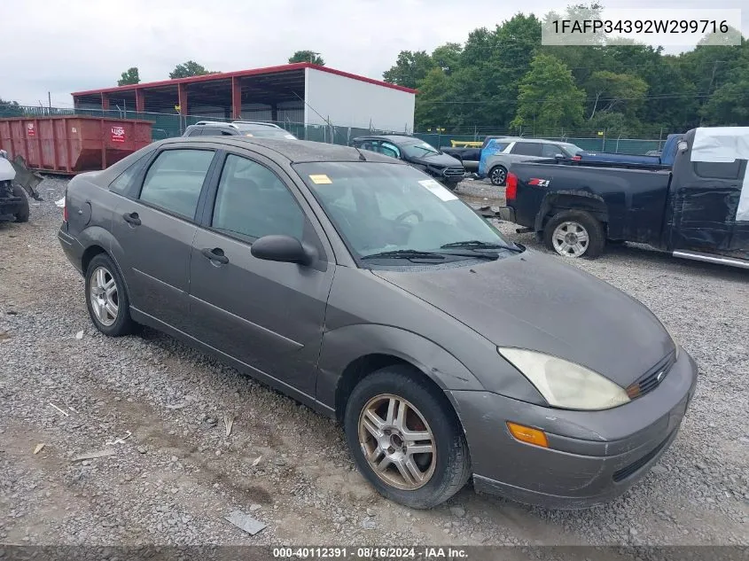 2002 Ford Focus Se VIN: 1FAFP34392W299716 Lot: 40112391