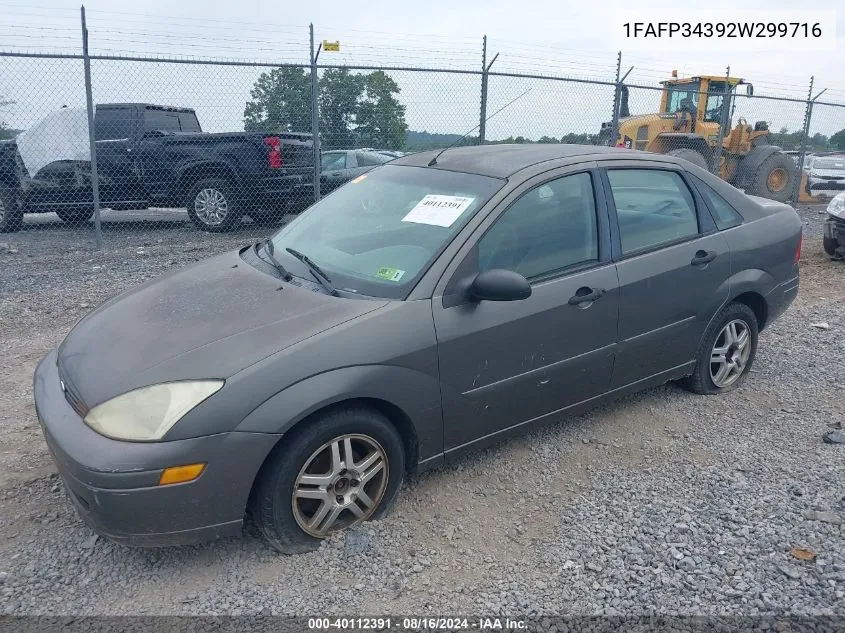 2002 Ford Focus Se VIN: 1FAFP34392W299716 Lot: 40112391