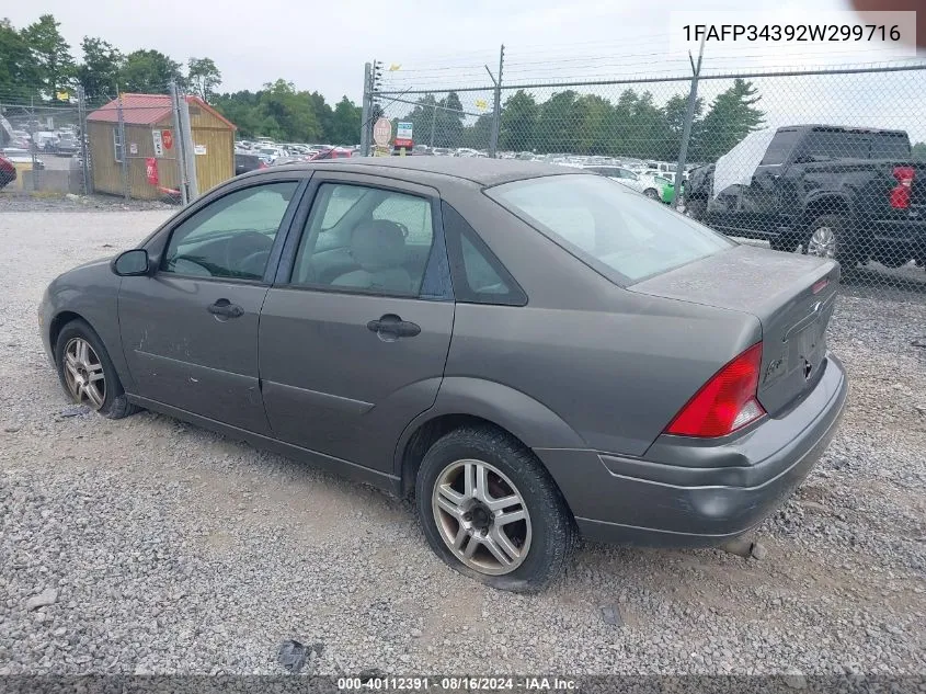 2002 Ford Focus Se VIN: 1FAFP34392W299716 Lot: 40112391