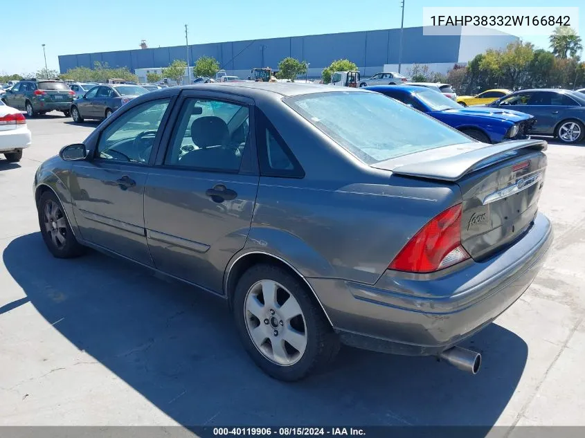 2002 Ford Focus Zts VIN: 1FAHP38332W166842 Lot: 40119906