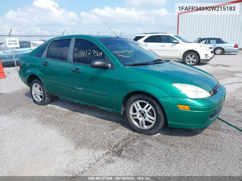 2002 Ford Focus Se VIN: 1FAFP34392W215183 Lot: 40127569