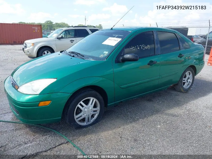 2002 Ford Focus Se VIN: 1FAFP34392W215183 Lot: 40127569