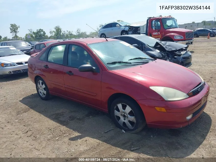 2002 Ford Focus Zts VIN: 1FAFP38302W354144 Lot: 40189724