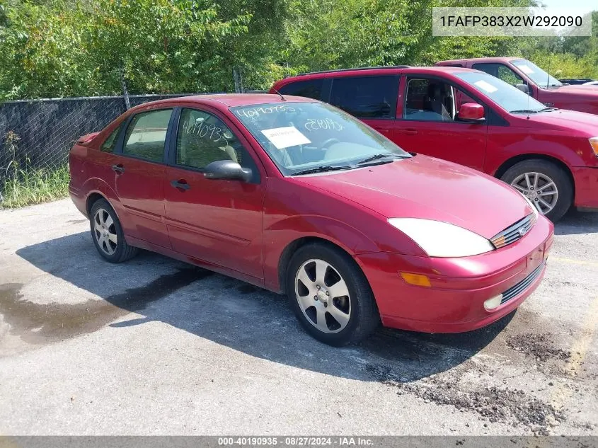 2002 Ford Focus Zts VIN: 1FAFP383X2W292090 Lot: 40190935