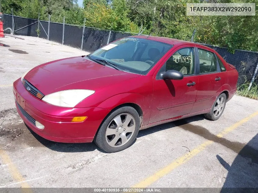 2002 Ford Focus Zts VIN: 1FAFP383X2W292090 Lot: 40190935