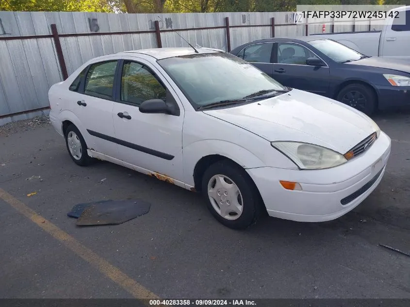 2002 Ford Focus Lx VIN: 1FAFP33P72W245142 Lot: 40283358