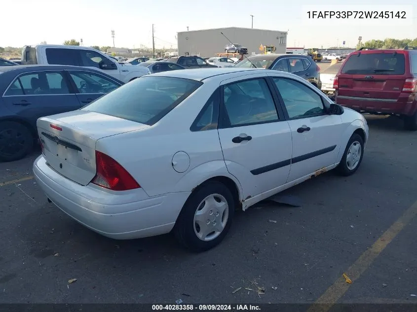 2002 Ford Focus Lx VIN: 1FAFP33P72W245142 Lot: 40283358