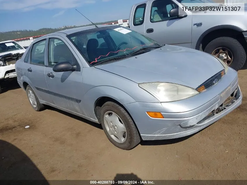 2002 Ford Focus Lx VIN: 1FAFP33P32W151307 Lot: 40288703