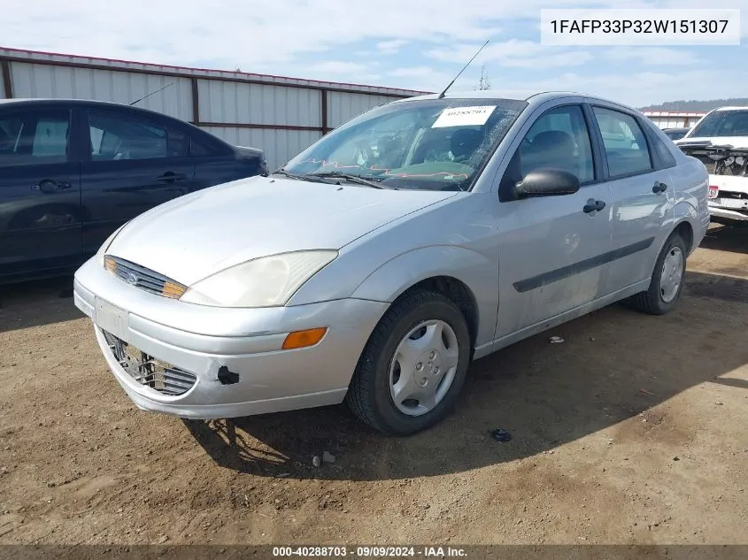 2002 Ford Focus Lx VIN: 1FAFP33P32W151307 Lot: 40288703