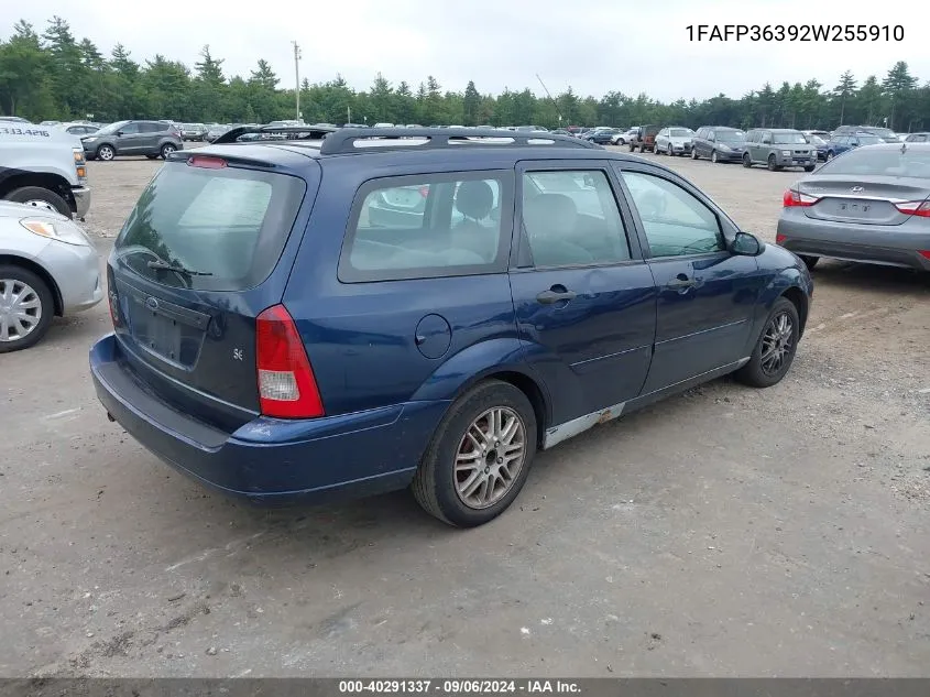 2002 Ford Focus Se/Ztw VIN: 1FAFP36392W255910 Lot: 40291337