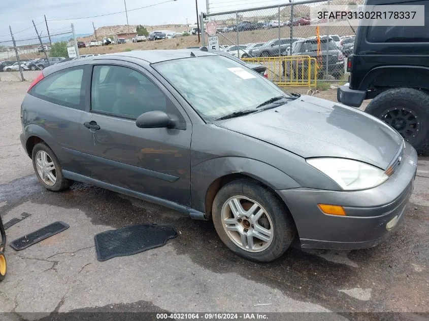 2002 Ford Focus Zx3 VIN: 3FAFP31302R178337 Lot: 40321064