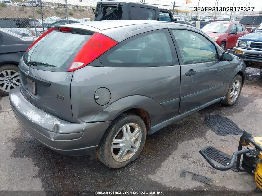 2002 Ford Focus Zx3 VIN: 3FAFP31302R178337 Lot: 40321064