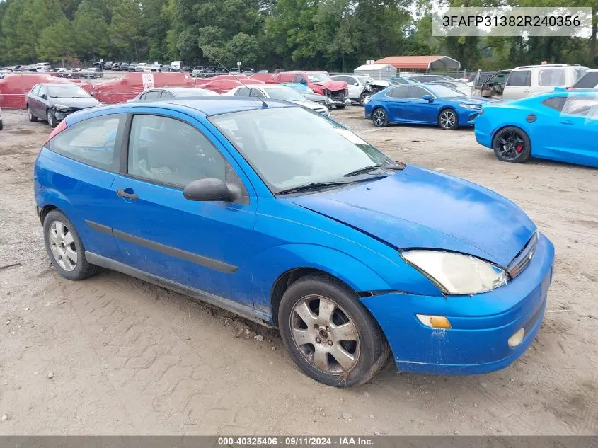 2002 Ford Focus Zx3 VIN: 3FAFP31382R240356 Lot: 40325406