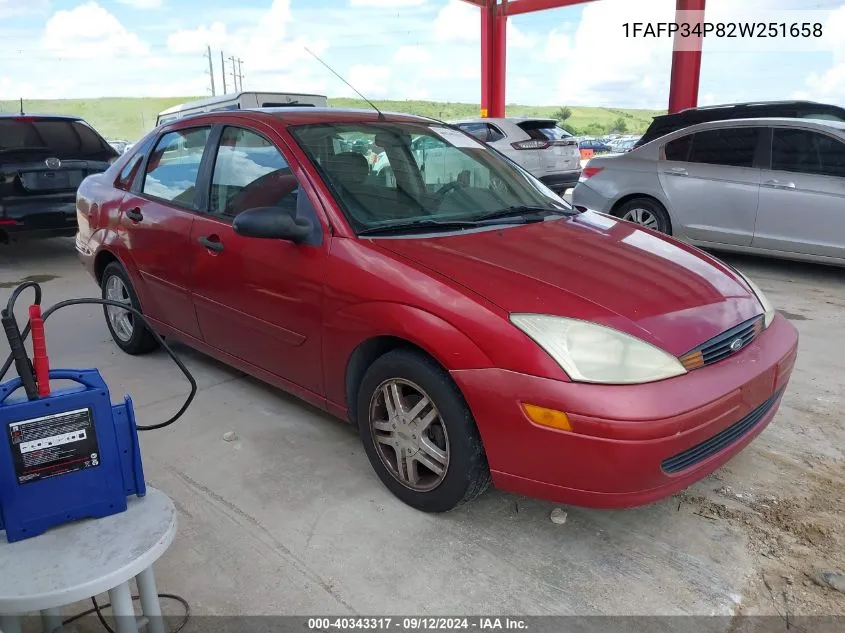 2002 Ford Focus Se VIN: 1FAFP34P82W251658 Lot: 40343317