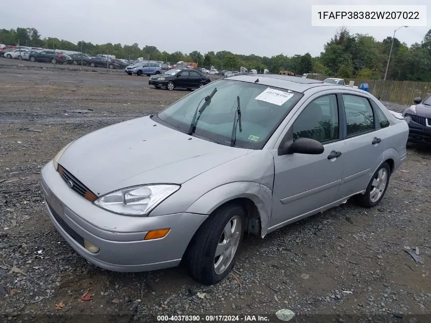 2002 Ford Focus Zts VIN: 1FAFP38382W207022 Lot: 40378390