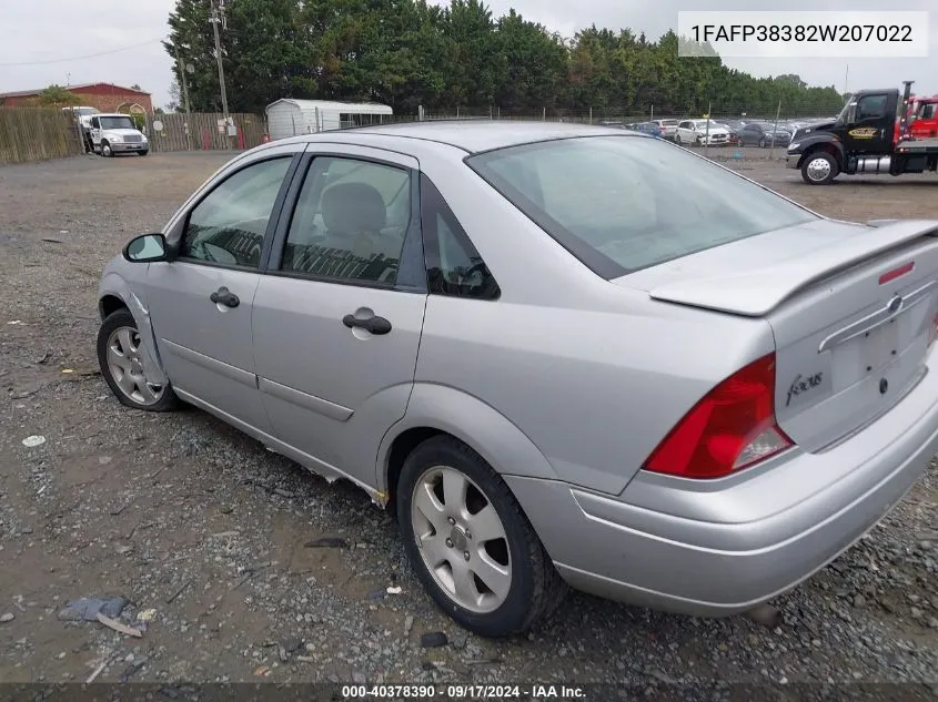 2002 Ford Focus Zts VIN: 1FAFP38382W207022 Lot: 40378390