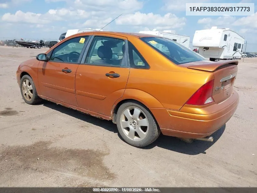 2002 Ford Focus Zts VIN: 1FAFP38302W317773 Lot: 40823890