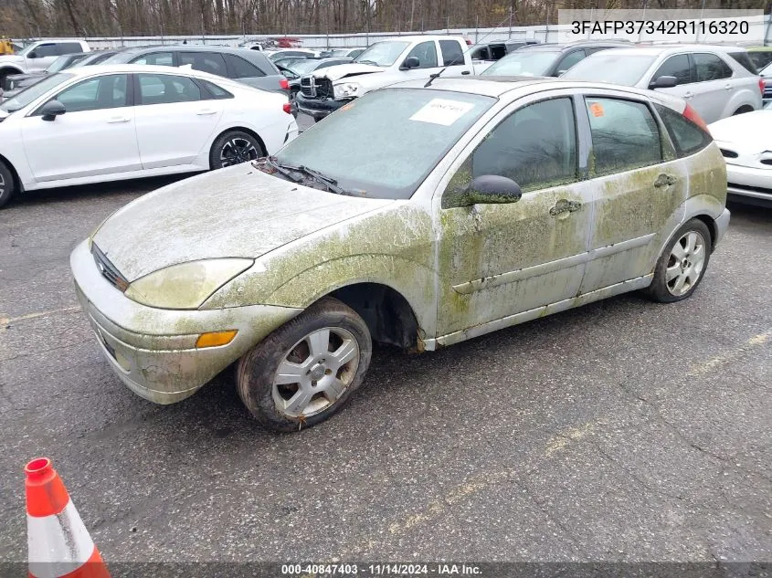 2002 Ford Focus Zx5 VIN: 3FAFP37342R116320 Lot: 40847403