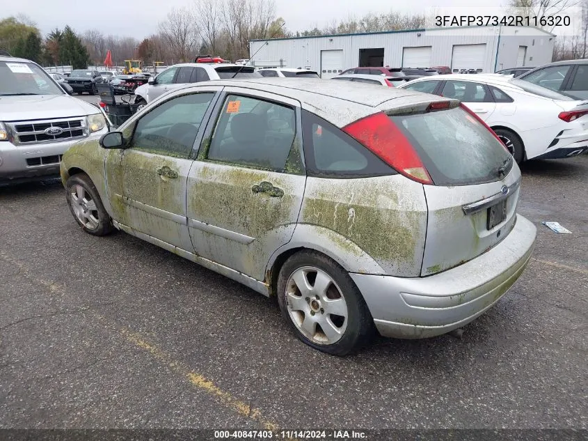 2002 Ford Focus Zx5 VIN: 3FAFP37342R116320 Lot: 40847403