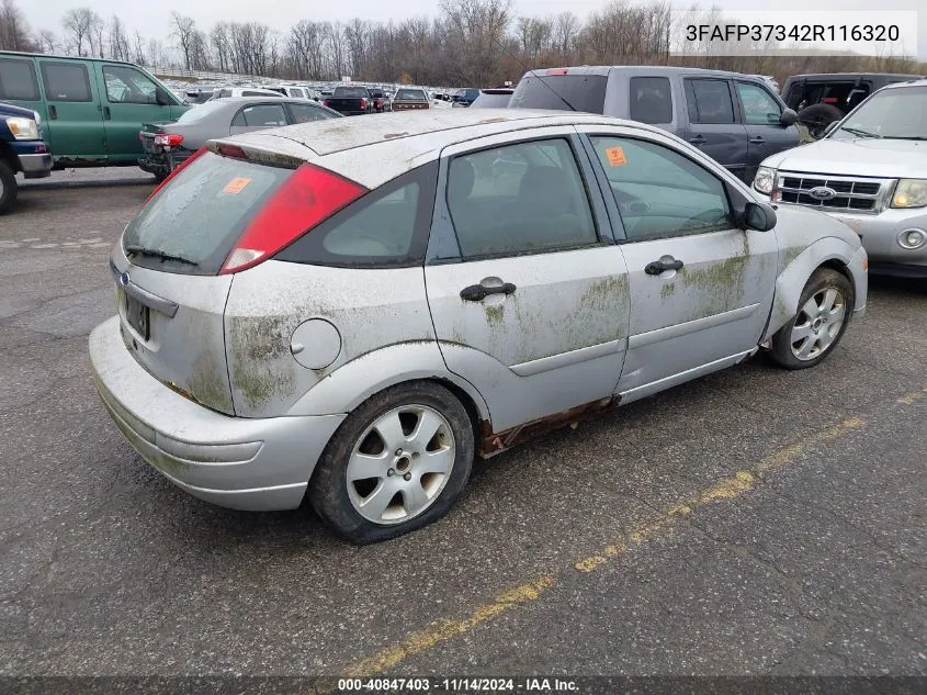 2002 Ford Focus Zx5 VIN: 3FAFP37342R116320 Lot: 40847403