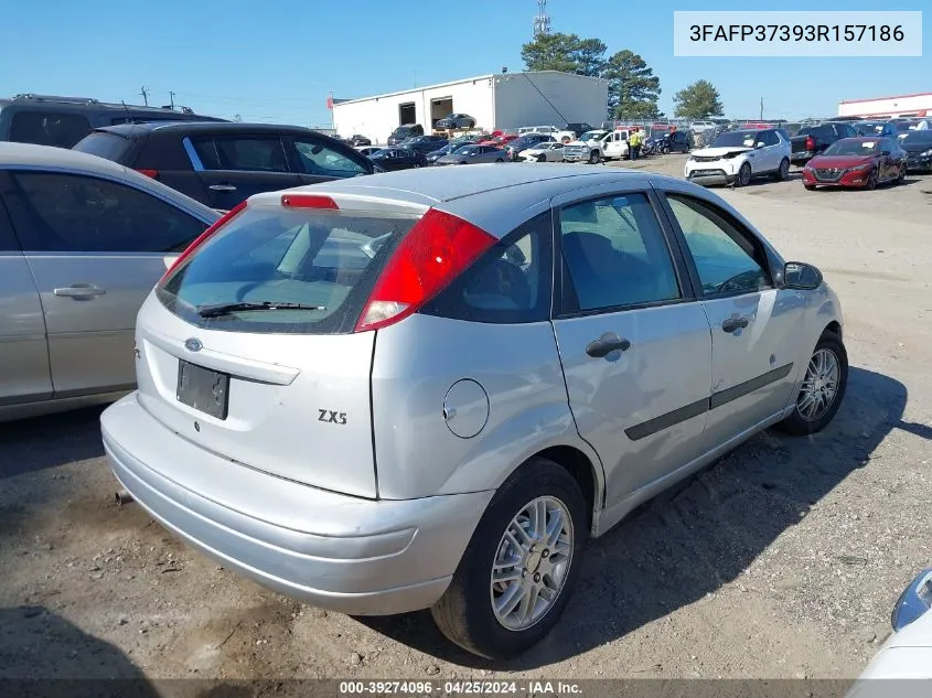 2003 Ford Focus Zx5 VIN: 3FAFP37393R157186 Lot: 39274096