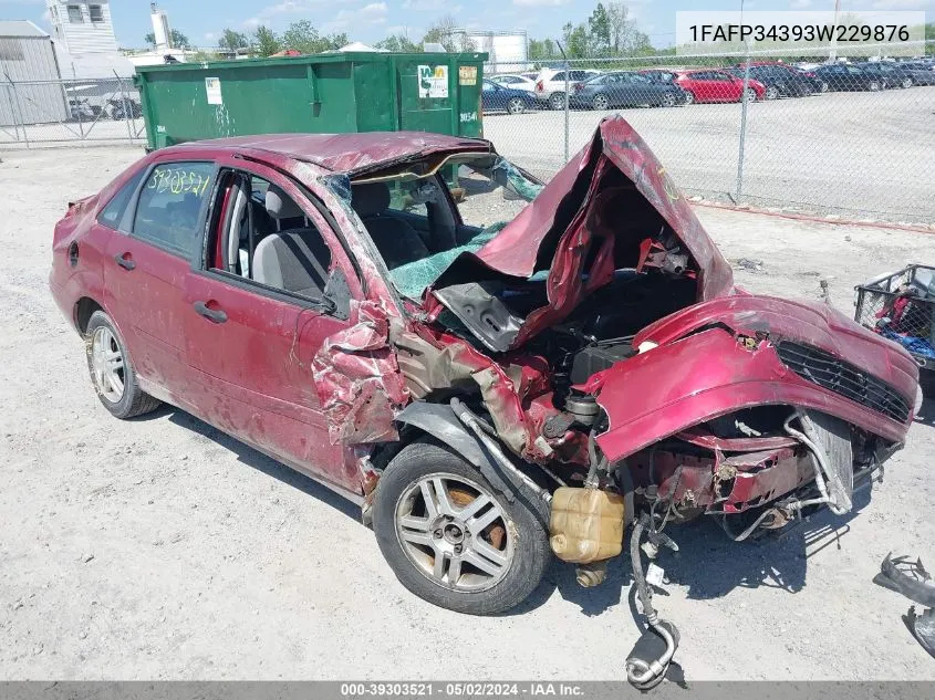 2003 Ford Focus Se VIN: 1FAFP34393W229876 Lot: 39303521