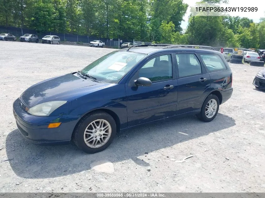 2003 Ford Focus Se/Ztw VIN: 1FAFP36343W192989 Lot: 39559565