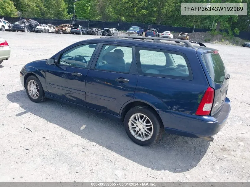 2003 Ford Focus Se/Ztw VIN: 1FAFP36343W192989 Lot: 39559565