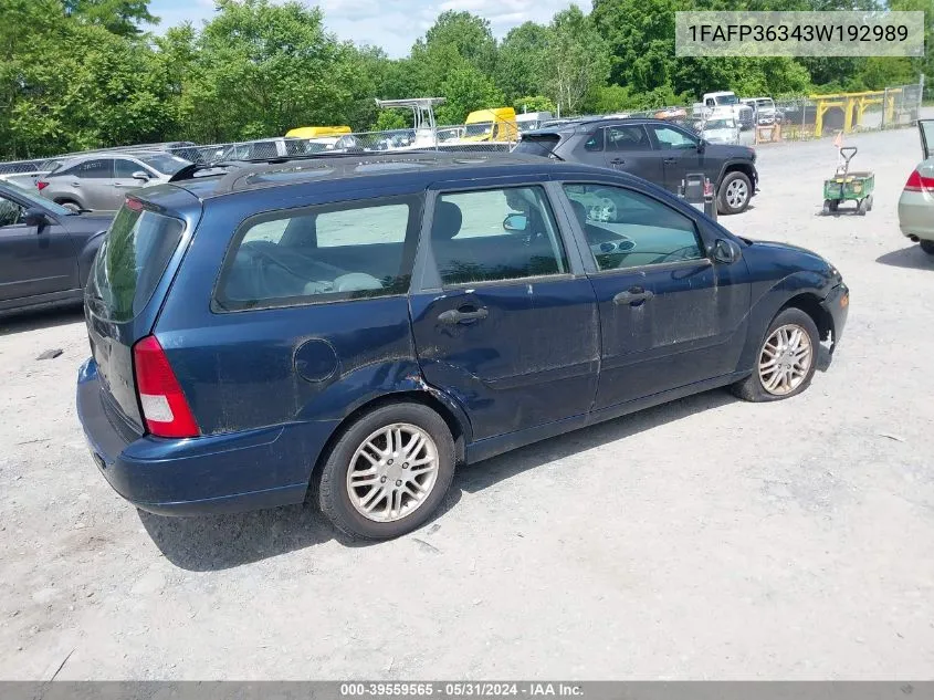 2003 Ford Focus Se/Ztw VIN: 1FAFP36343W192989 Lot: 39559565