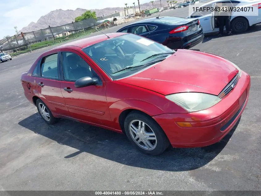 2003 Ford Focus Se VIN: 1FAFP34343W324071 Lot: 40041480