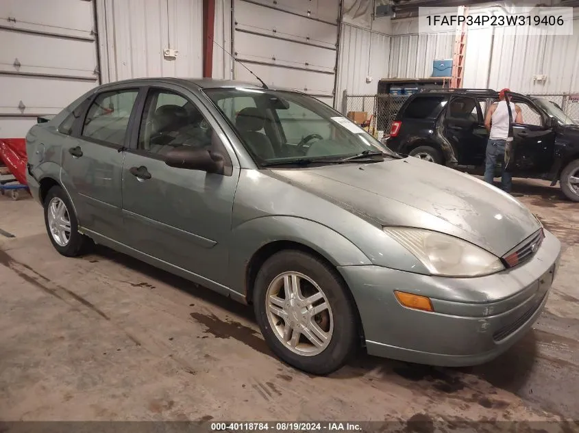 2003 Ford Focus Se VIN: 1FAFP34P23W319406 Lot: 40118784