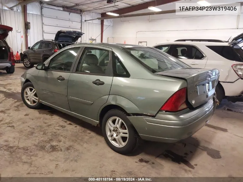 2003 Ford Focus Se VIN: 1FAFP34P23W319406 Lot: 40118784