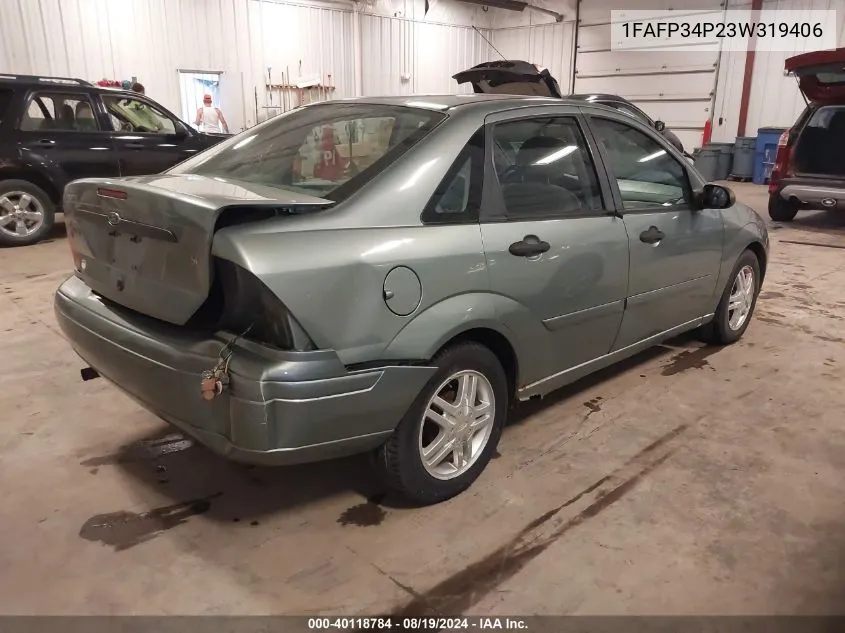 2003 Ford Focus Se VIN: 1FAFP34P23W319406 Lot: 40118784