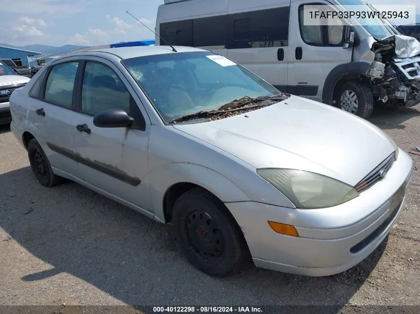 2003 Ford Focus Lx VIN: 1FAFP33P93W125943 Lot: 40122298